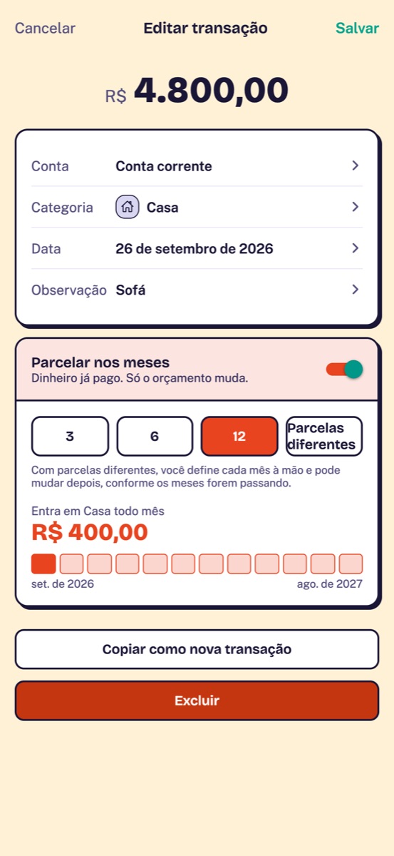 Um sofá parcelado em doze meses